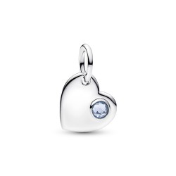 Pandora March Engravable Aqua Blue Stone Heart Dangle Charm Pandora March Engravable Aqua Blue Stone Heart Dangle Charm