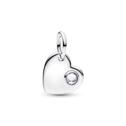 Pandora April Engravable Heart Clear Stone Dangle Charm Pandora April Engravable Heart Clear Stone Dangle Charm