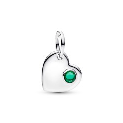 Pandora May Engravable Heart Green Stone Dangle Charm Pandora May Engravable Heart Green Stone Dangle Charm