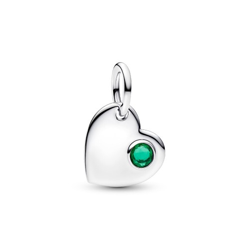 Pandora May Engravable Heart Green Stone Dangle Charm Pandora May Engravable Heart Green Stone Dangle Charm