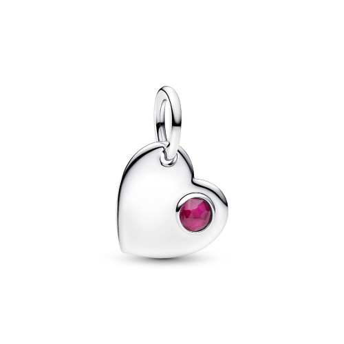 Pandora July Engravable Heart True Red Stone Dangle Charm Pandora July Engravable Heart True Red Stone Dangle Charm
