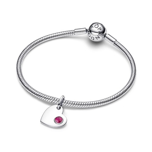 Pandora July Engravable Heart True Red Stone Dangle Charm Pandora July Engravable Heart True Red Stone Dangle Charm