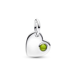 Pandora August Engravable Heart Spring Green Stone Dangle Charm Pandora August Engravable Heart Spring Green Stone Dangle Charm