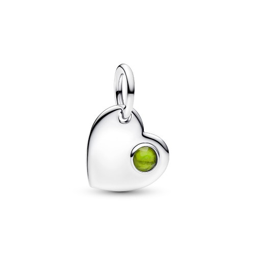 Pandora August Engravable Heart Spring Green Stone Dangle Charm Pandora August Engravable Heart Spring Green Stone Dangle Charm