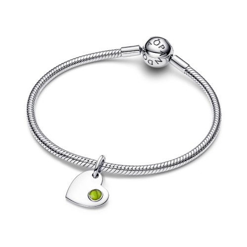 Pandora August Engravable Heart Spring Green Stone Dangle Charm Pandora August Engravable Heart Spring Green Stone Dangle Charm
