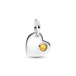 Pandora November Engravable Honey Stone Heart Dangle Charm Pandora November Engravable Honey Stone Heart Dangle Charm