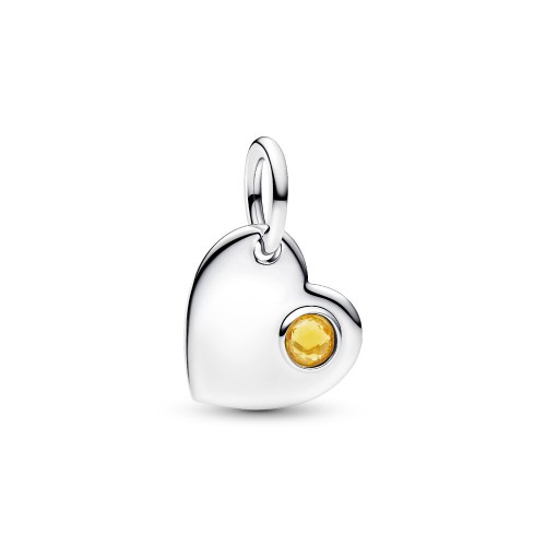 Pandora November Engravable Honey Stone Heart Dangle Charm Pandora November Engravable Honey Stone Heart Dangle Charm