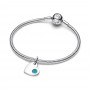 Pandora December Engravable Turquoise Blue Stone Heart Dangle Charm
