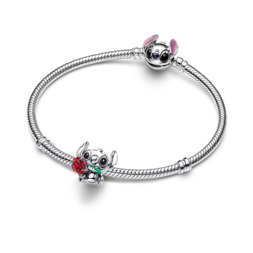 Pandora Disney Stitch Rose Murano Glass Charm Pandora Disney Stitch Rose Murano Glass Charm