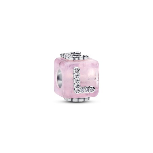 Pandora Pink Murano Glass Love Cube Charm Pandora Pink Murano Glass Love Cube Charm