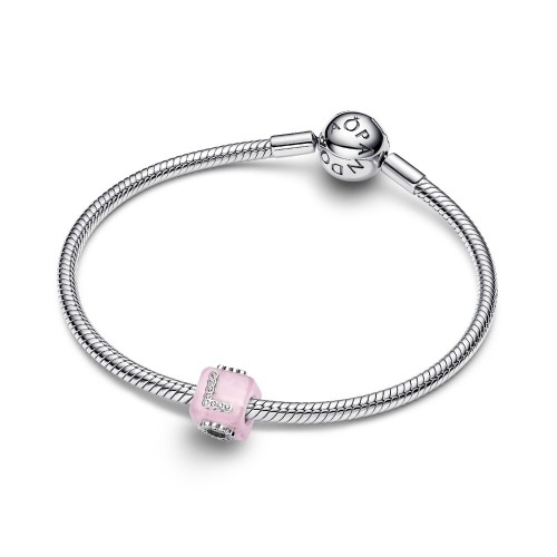 Pandora Pink Murano Glass Love Cube Charm Pandora Pink Murano Glass Love Cube Charm