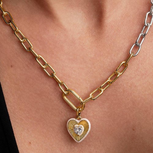 Pandora Radiating White Heart Medallion Charm Pandora Radiating White Heart Medallion Charm