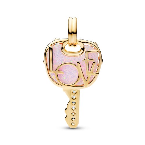 Pandora Opalescent Pink Love Key Large Dangle Charm Pandora Opalescent Pink Love Key Large Dangle Charm