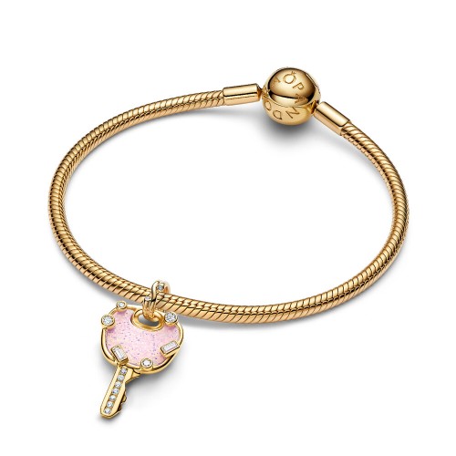 Pandora Opalescent Pink Love Key Large Dangle Charm Pandora Opalescent Pink Love Key Large Dangle Charm