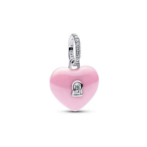Pandora Pink Ceramic Heart Padlock Dangle Charm Pandora Pink Ceramic Heart Padlock Dangle Charm