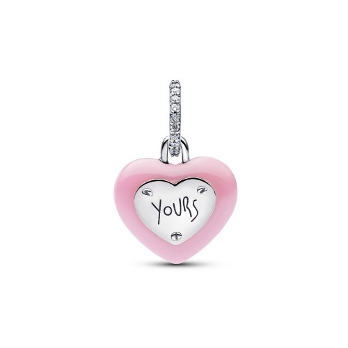 Pandora Pink Ceramic Heart Padlock Dangle Charm Pandora Pink Ceramic Heart Padlock Dangle Charm