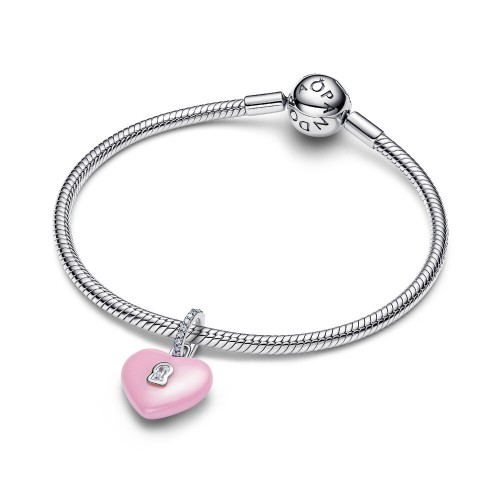 Pandora Pink Ceramic Heart Padlock Dangle Charm Pandora Pink Ceramic Heart Padlock Dangle Charm