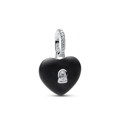 Pandora Matte Black Ceramic Heart Padlock Dangle Charm Pandora Matte Black Ceramic Heart Padlock Dangle Charm