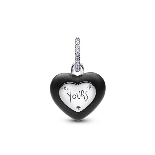 Pandora Matte Black Ceramic Heart Padlock Dangle Charm Pandora Matte Black Ceramic Heart Padlock Dangle Charm