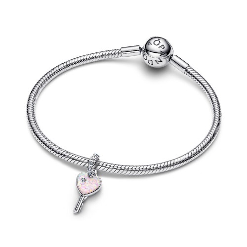 Pandora Opalescent Heart Key Dangle Charm Pandora Opalescent Heart Key Dangle Charm
