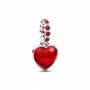 Pandora Red Murano Glass Heart Double Dangle Charm Pandora Red Murano Glass Heart Double Dangle Charm