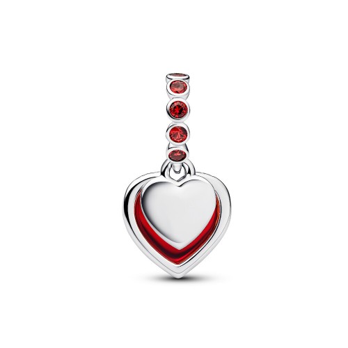 Pandora Red Murano Glass Heart Double Dangle Charm Pandora Red Murano Glass Heart Double Dangle Charm