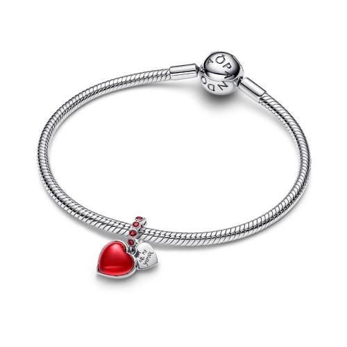 Pandora Red Murano Glass Heart Double Dangle Charm Pandora Red Murano Glass Heart Double Dangle Charm