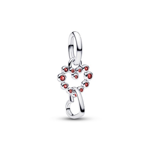 Pandora Connected Hearts & Red Stones Dangle Charm Pandora Connected Hearts & Red Stones Dangle Charm