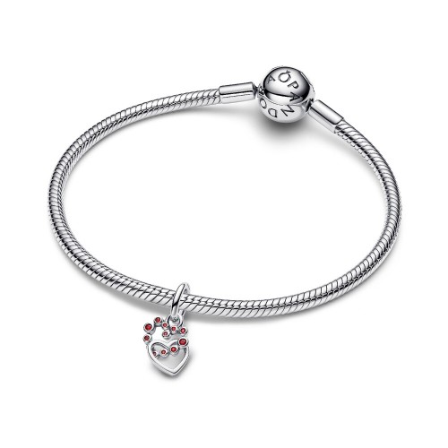 Pandora Connected Hearts & Red Stones Dangle Charm Pandora Connected Hearts & Red Stones Dangle Charm