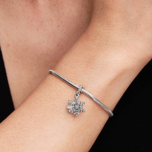 Pandora Opalescent Snowflake Double Dangle Charm Pandora Opalescent Snowflake Double Dangle Charm