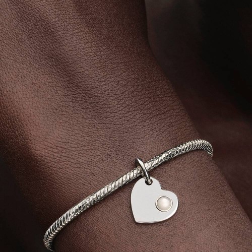 Pandora June Engravable Heart White Stone Dangle Charm Pandora June Engravable Heart White Stone Dangle Charm