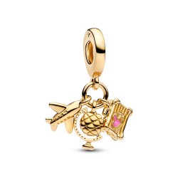 Pandora Airplane, Globe & Suitcase Triple Dangle Charm