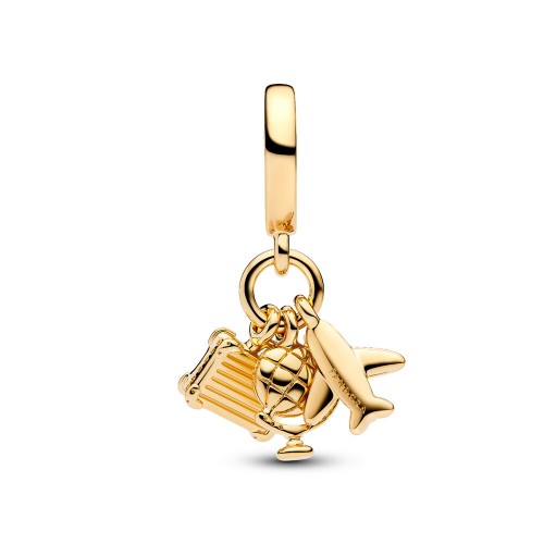 Pandora Airplane, Globe & Suitcase Triple Dangle Charm