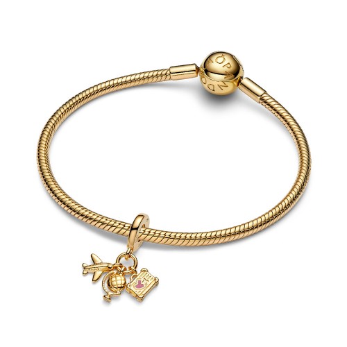 Pandora Airplane, Globe & Suitcase Triple Dangle Charm