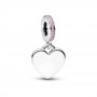 Pandora Engravable Heart Pink Stone Dangle Charm Pandora Engravable Heart Pink Stone Dangle Charm