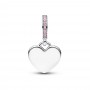 Pandora Engravable Heart Pink Stone Dangle Charm Pandora Engravable Heart Pink Stone Dangle Charm