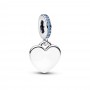 Pandora Engravable Heart Blue Stone Dangle Charm Pandora Engravable Heart Blue Stone Dangle Charm