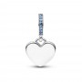Pandora Engravable Heart Blue Stone Dangle Charm Pandora Engravable Heart Blue Stone Dangle Charm