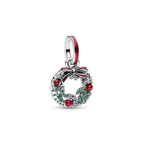 Pandora Holiday Wreath Double Dangle Charm Pandora Holiday Wreath Double Dangle Charm