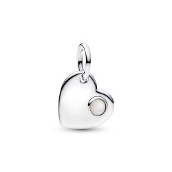 Pandora June Engravable Heart White Stone Dangle Charm Pandora June Engravable Heart White Stone Dangle Charm