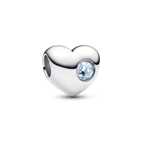 Pandora Engravable Sea Aqua Blue Stone Heart Charm Pandora Engravable Sea Aqua Blue Stone Heart Charm
