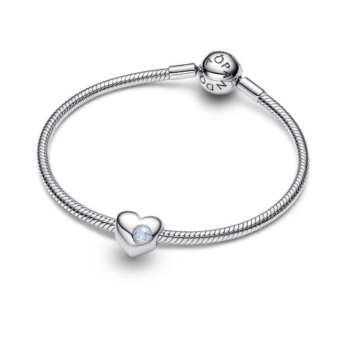 Pandora Engravable Sea Aqua Blue Stone Heart Charm Pandora Engravable Sea Aqua Blue Stone Heart Charm