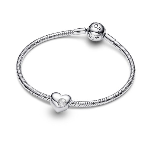 Pandora Engravable Clear Stone Heart Charm Pandora Engravable Clear Stone Heart Charm