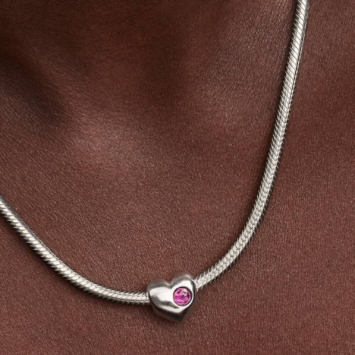 Pandora Engravable Purple Stone Heart Charm Pandora Engravable Purple Stone Heart Charm