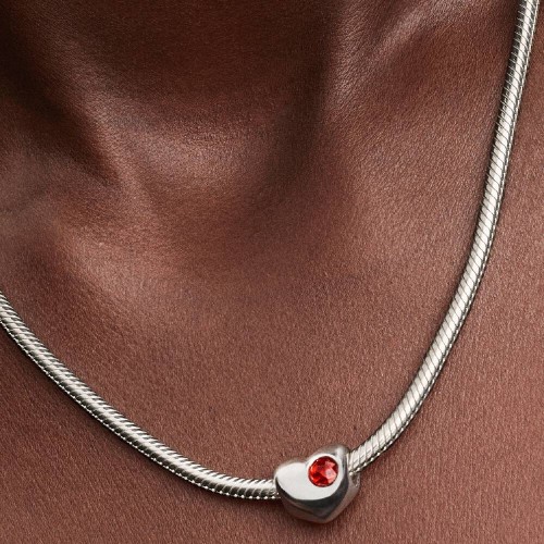 Pandora Engravable Red Stone Heart Charm Pandora Engravable Red Stone Heart Charm