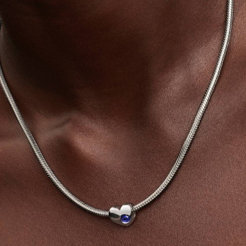 Pandora Engravable Blue Stone Heart Charm Pandora Engravable Blue Stone Heart Charm