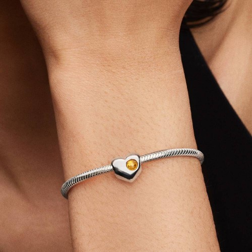 Pandora Engravable Honey Stone Heart Charm Pandora Engravable Honey Stone Heart Charm