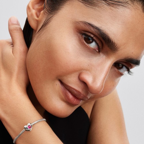 Pandora Engravable Pink Stone Heart Charm Pandora Engravable Pink Stone Heart Charm
