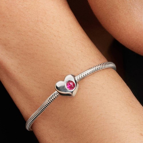 Pandora Engravable Pink Stone Heart Charm Pandora Engravable Pink Stone Heart Charm