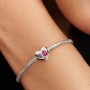 Pandora Engravable Pink Stone Heart Charm Pandora Engravable Pink Stone Heart Charm